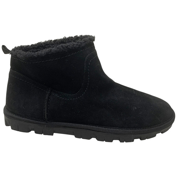 NEW Lucky Brand Dweller Black Suede Faux Shearling Ankle Booties Boots Sz 9 NWOB - Picture 3 of 9
